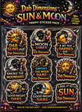 Dab Dimensions™ Sun & Moon Trippy Sticker Pack – Cosmic Psychedelic Sticker Collection