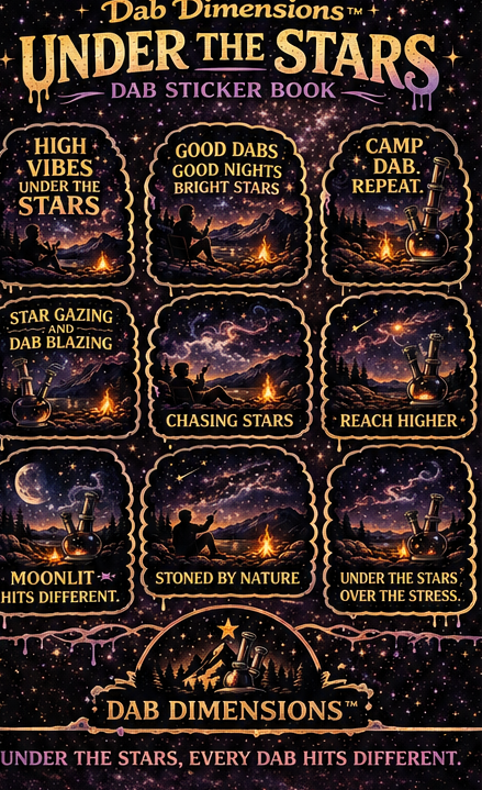 Dab Dimensions™ Under the Stars Sticker Book – Celestial Campfire Psychedelic Sticker Pack