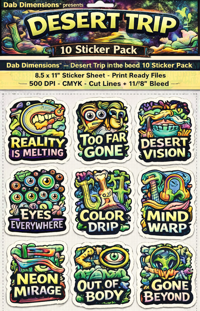 Dab Dimensions Desert Trip Sticker Pack