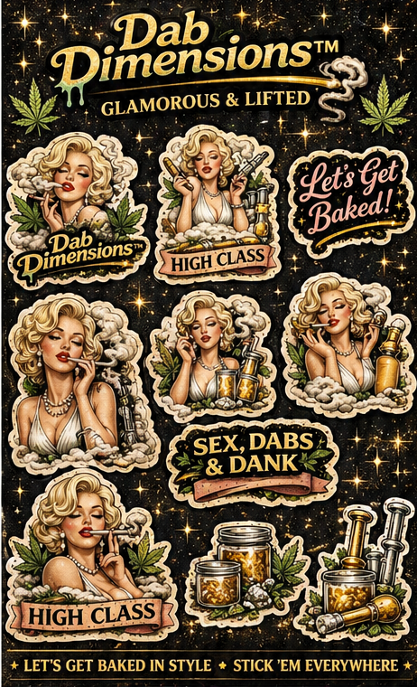 Dab Dimensions™ Glamorous & Lifted Sticker Pack – Luxury Psychedelic Glam Sticker Collection