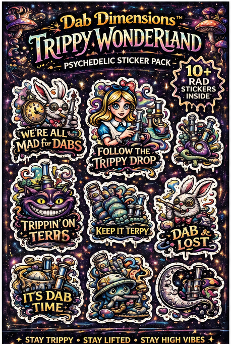 Dab Dimensions™ Trippy Wonderland Sticker Pack – Psychedelic Fantasy Sticker Collection