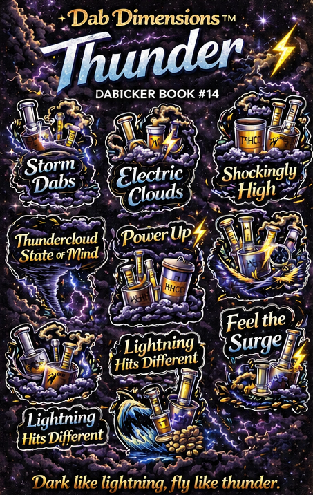 Dab Dimensions™ Thunder Sticker Book – Electric Storm Psychedelic Sticker Pack
