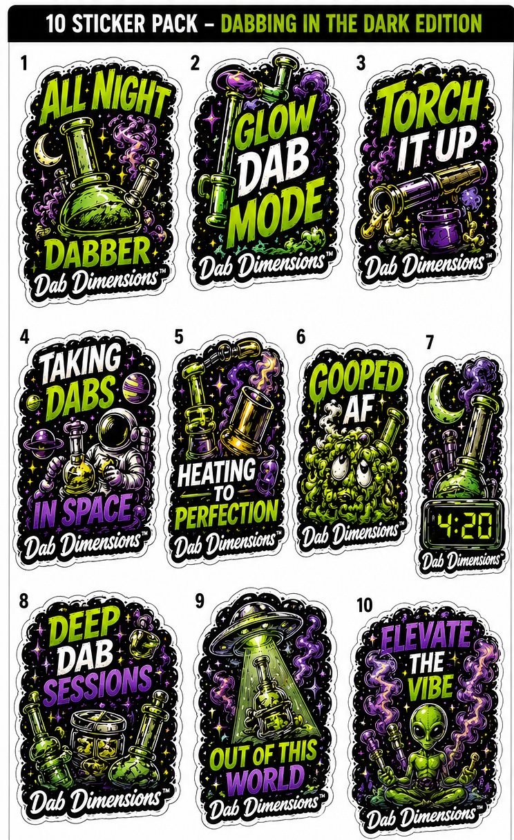 Dab Dimensions™ Dabbing in the Dark Edition – Glow Psychedelic Sticker Pack