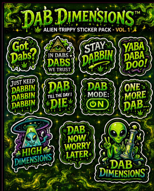 Dab Dimensions™ Alien Trippy Sticker Pack – Vol. 2